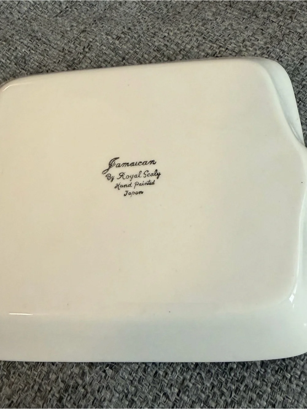 Vintage Royal Sealy Jamaica ceramic lidded butter dish with handle